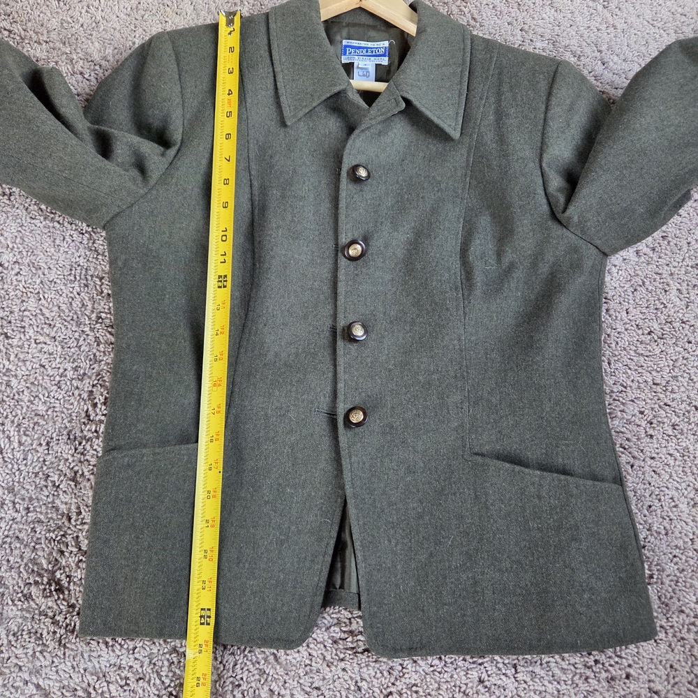 Vintage Pendleton Olive Green Virgin Wool Button Jacket Blazer Womens Sz 10